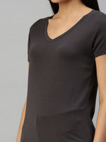 De Moza Women's Half Sleeve Top Dark Grey