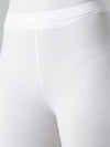De Moza Ladies 3/4Th Length Leggings Solid Viscose White - De Moza
