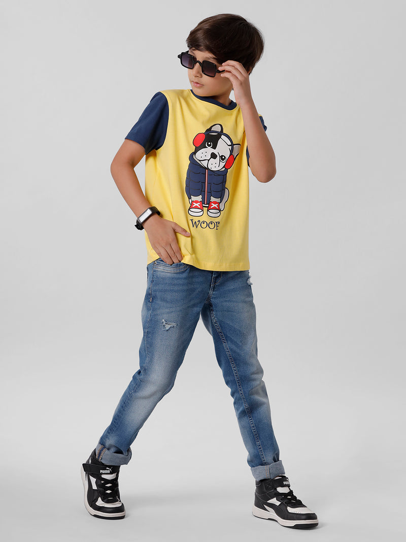 PIPIN Boys Printed T-shirt Yellow