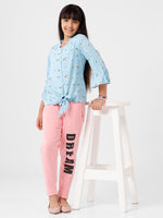 Kids - Girls Printed Top Power Blue