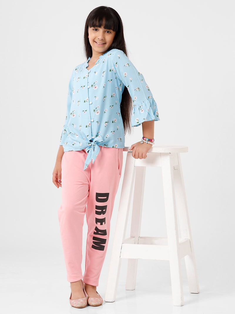 Kids - Girls Printed Top Power Blue
