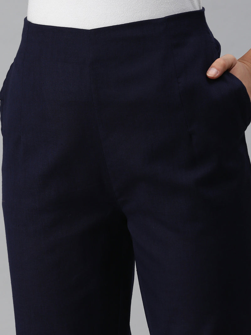 De Moza Women's Cigarette Pant Dark Navy Blue