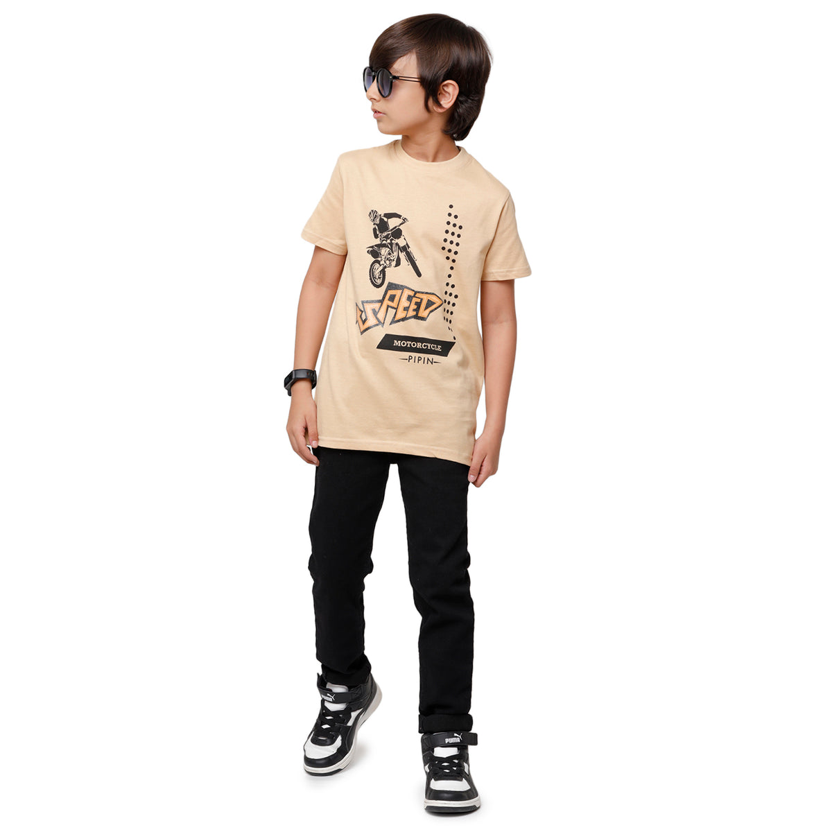 Pack of 2 Pipin Boys T-shirt Black & Beige