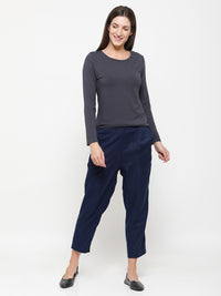 De Moza Ladies Straight Pant Navy Blue