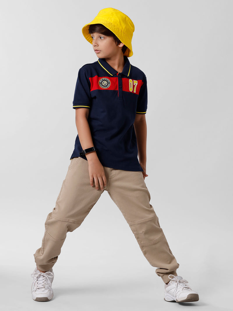 Kids - Boys Printed Half Sleeve T-Shirt Dark Navy Blue