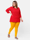 De Moza Ladies Plus Ankle Length Leggings Solid  Cotton Bright Yellow - De Moza