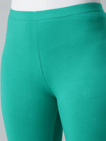 De Moza Ladies Leggings Ankle Length Solid Cotton Emerald Green - De Moza