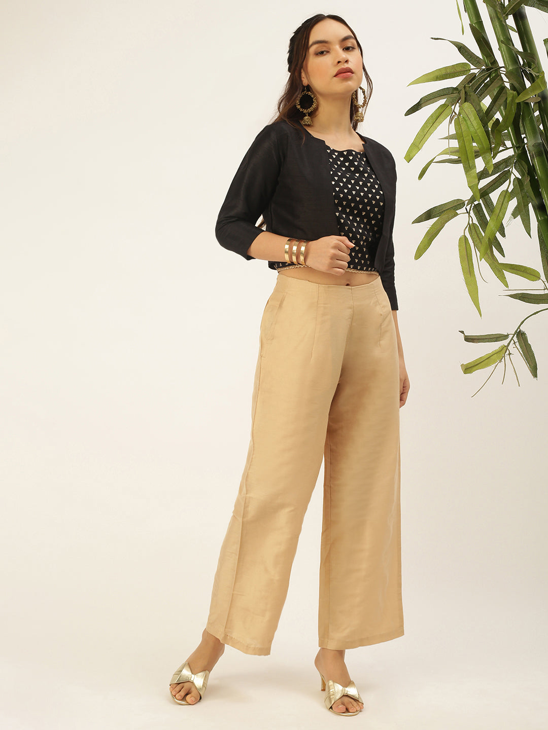 De Moza Womens Ethnic Jacket Black