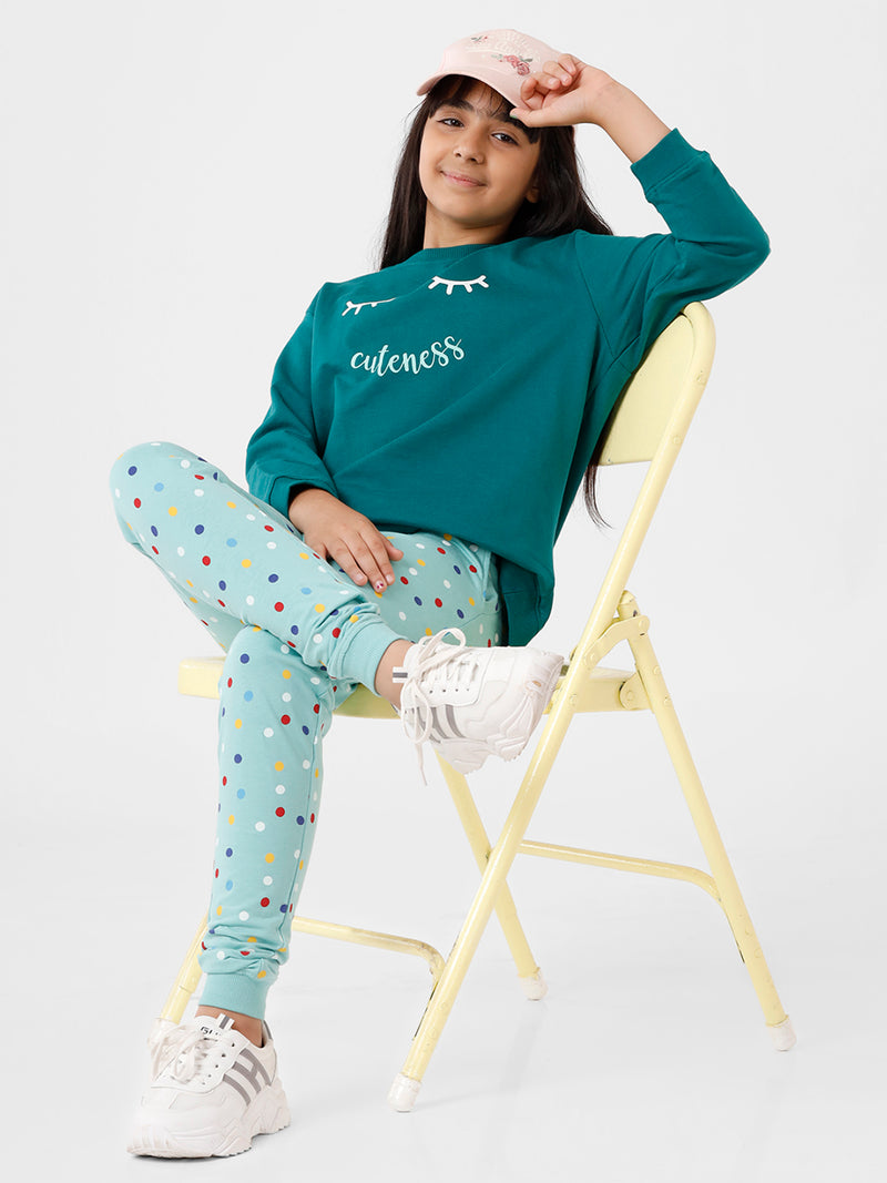 Kids - Girls Printed Jogger Wasabi