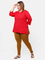 De Moza Ladies Plus Ankle Length Leggings Solid Cotton Dung - De Moza