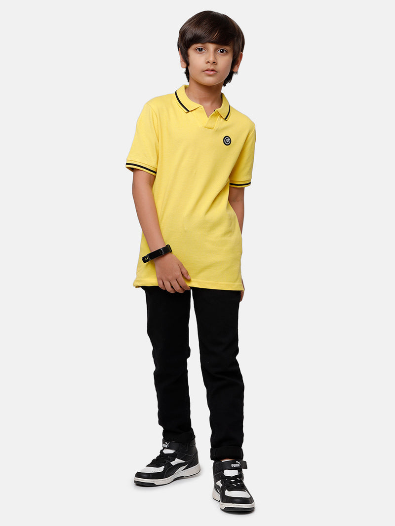 Kids - Boys Printed Half Sleeve T-Shirt Yellow