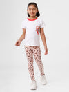 Kids – Girls Printed Ankle Leggings Peach