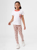 Kids – Girls Printed Ankle Leggings Peach