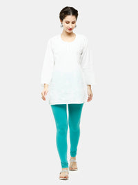 De Moza Ladies Churidar Leggings Solid Cotton Light Emerald - De Moza