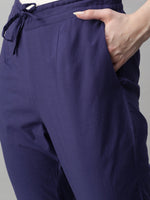 De Moza Women's Straight Pant Navy Blue