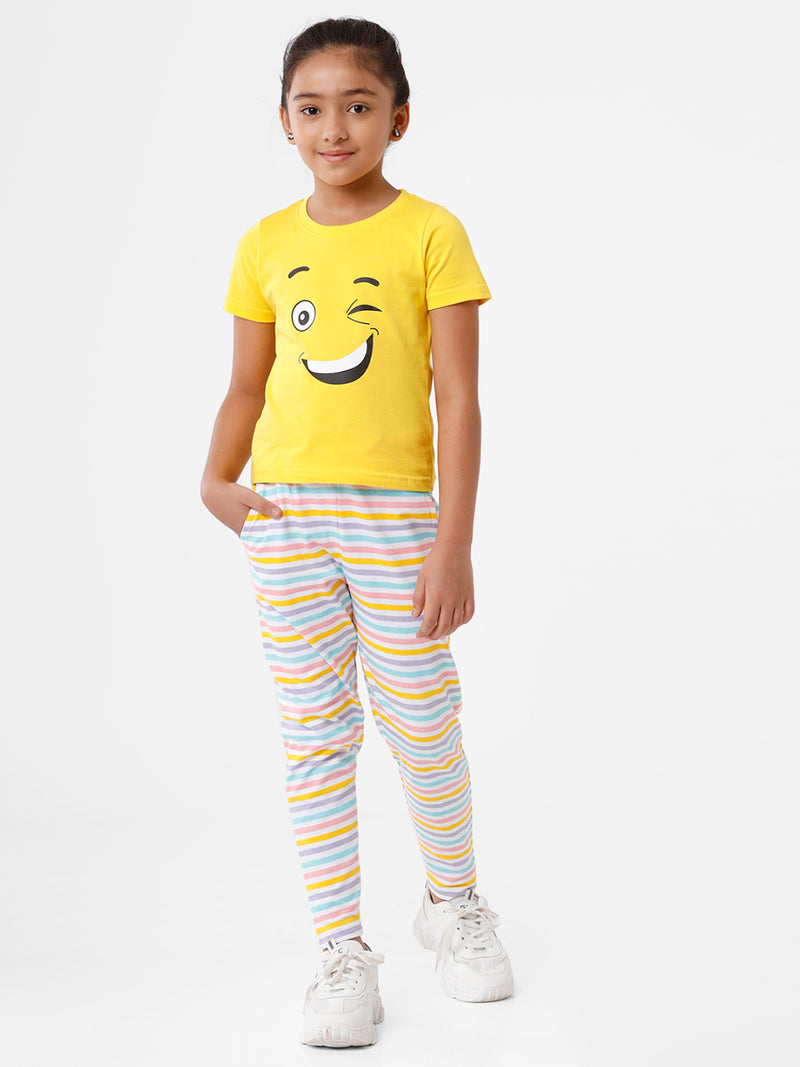 Kids – Girls Printed Straight Pant Pink