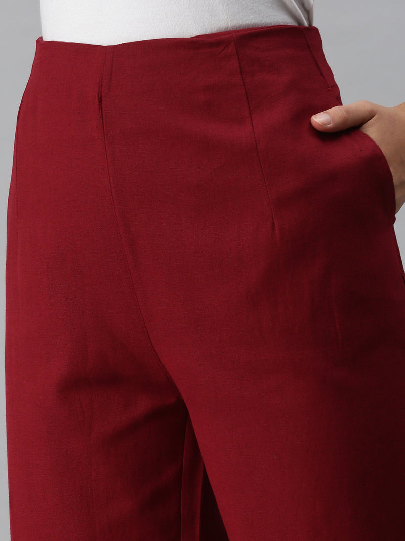De Moza Women's Cigarette Pant Maroon