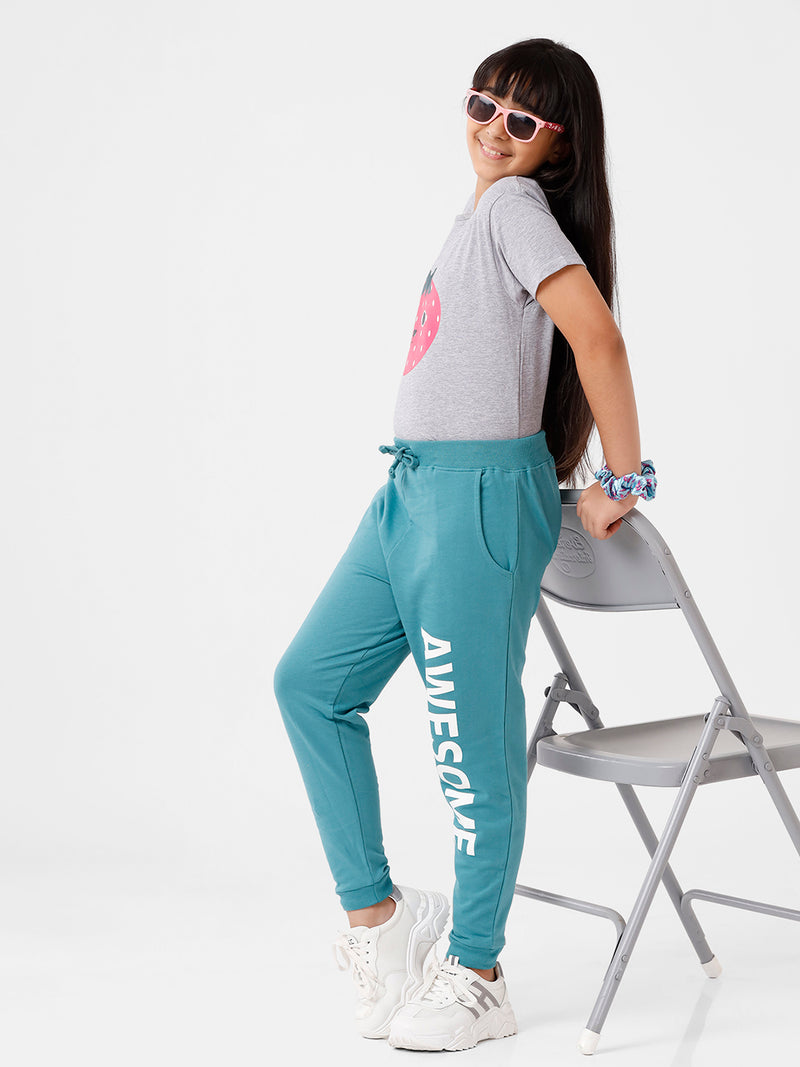 Kids - Girls Printed Jogger Ocean Blue