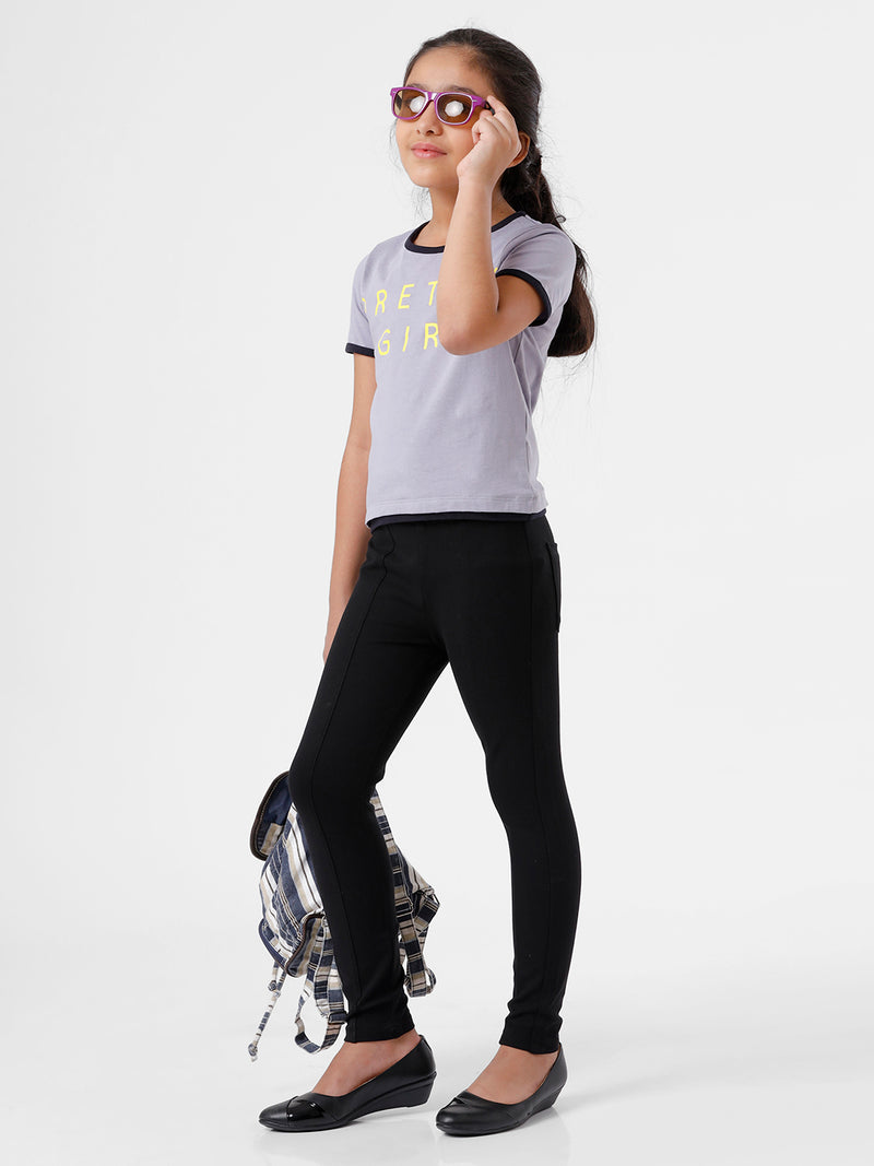 Kids - Girls Printed Top Dapple Grey