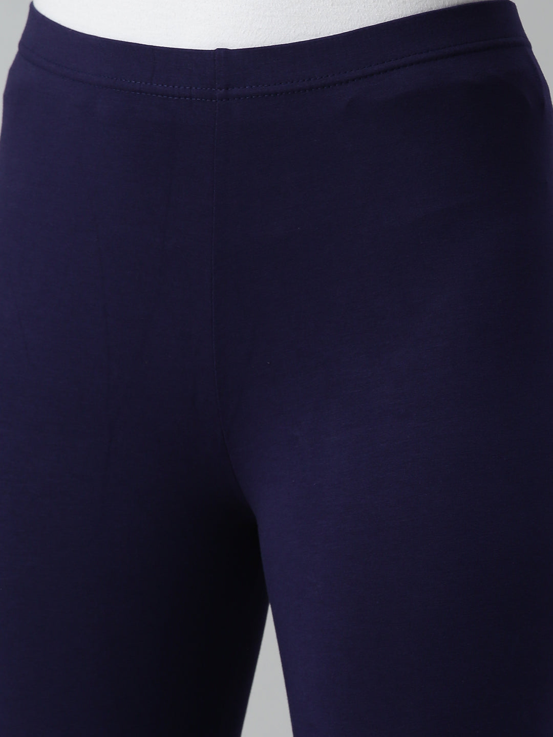 De Moza Ladies Churidar Leggings Solid Cotton Navy Blue - De Moza