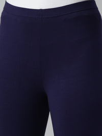 De Moza Ladies Churidar Leggings Solid Cotton Navy Blue - De Moza