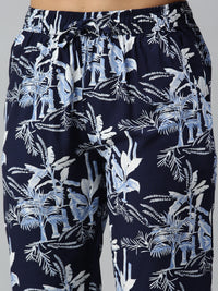 De Moza Ladies Printed Lounge Pant Rayon Blue - De Moza