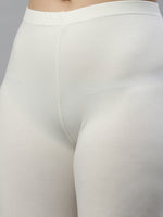 De Moza Women's Premium Ankle Length Leggings Solid Cotton Offwhite - De Moza (6679539908671)