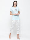 De Moza Ladies Printed Pyjama Tshirt Sky Blue