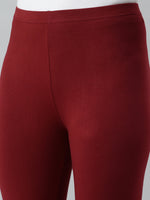 De Moza Ladies Churidar Leggings Solid Cotton Maroon - De Moza