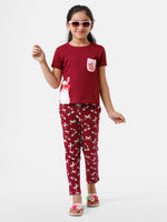 Kids – Girls Printed Pyjama Set Beet Red