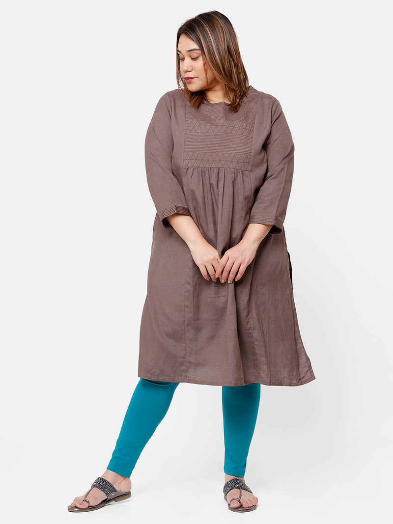 De Moza Ladies Plus Ankle Length Leggings Solid Cotton Sea Green - De Moza