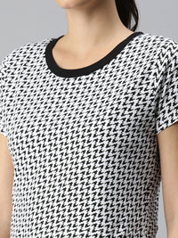 De Moza Ladies Printed Crop Top White