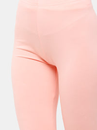 De Moza Women Chudidhar Leggings Baby Pink Solid Cotton 