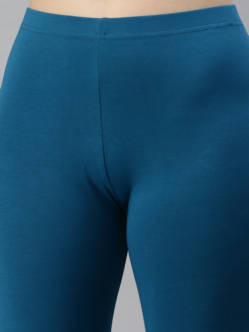 De Moza Women Churidar Leggings Solid Cotton Teal