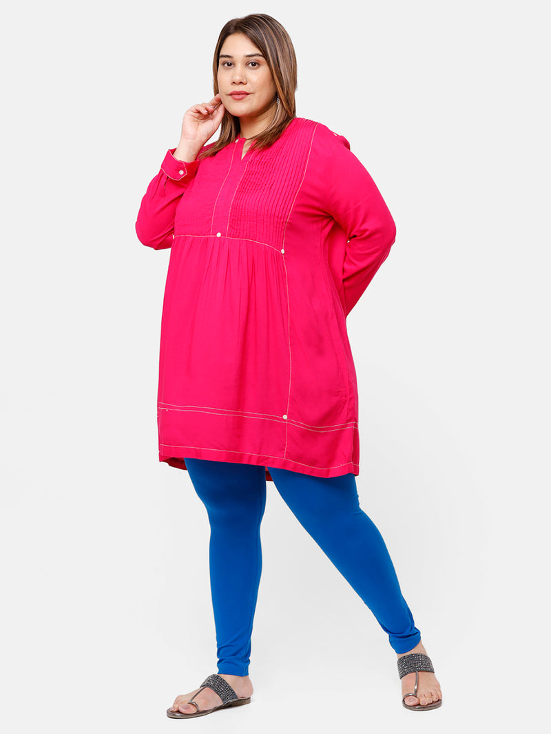 De Moza Ladies Plus Ankle Length Leggings Solid Cotton Cobalt - De Moza