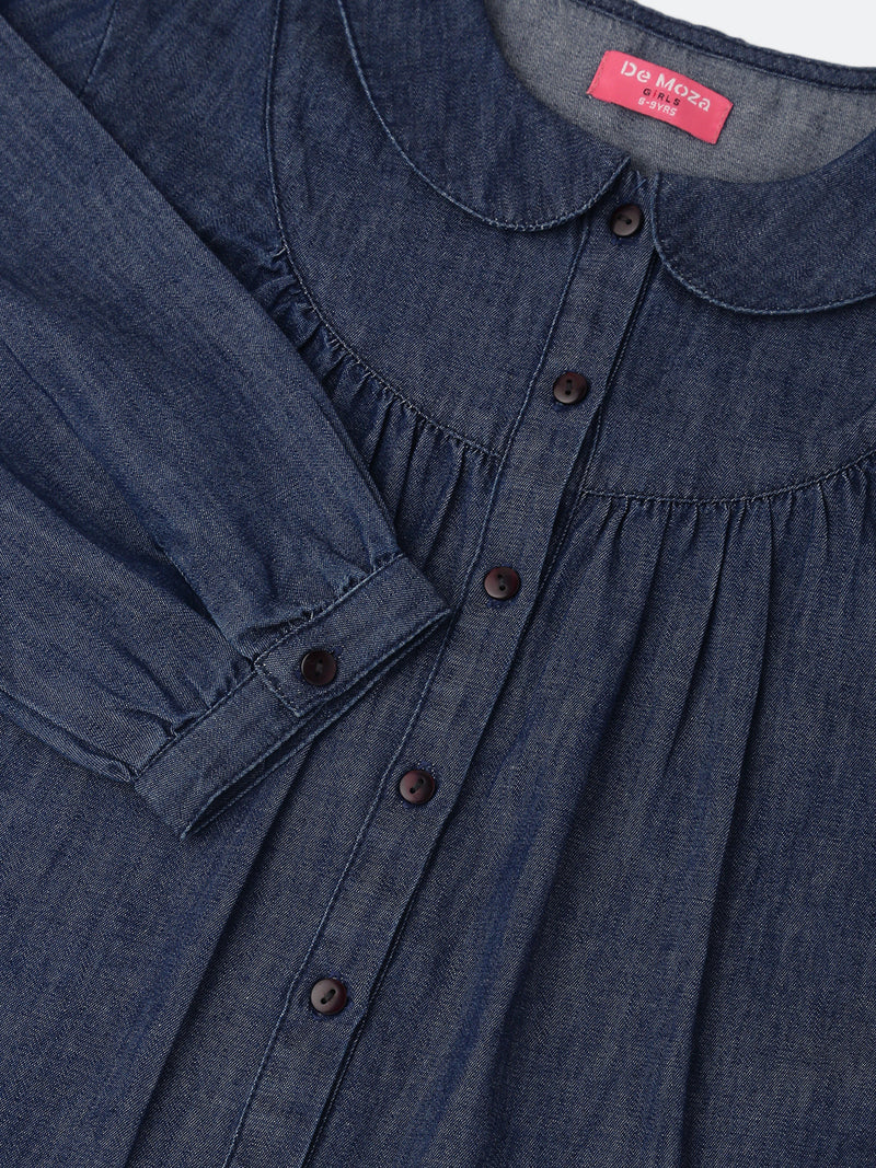 PIPIN Girls Full Sleeve Top Solid Cotton Blue - De Moza