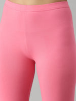 De Moza Ladies Ankle Length Leggings Solid Cotton Rani Pink - De Moza