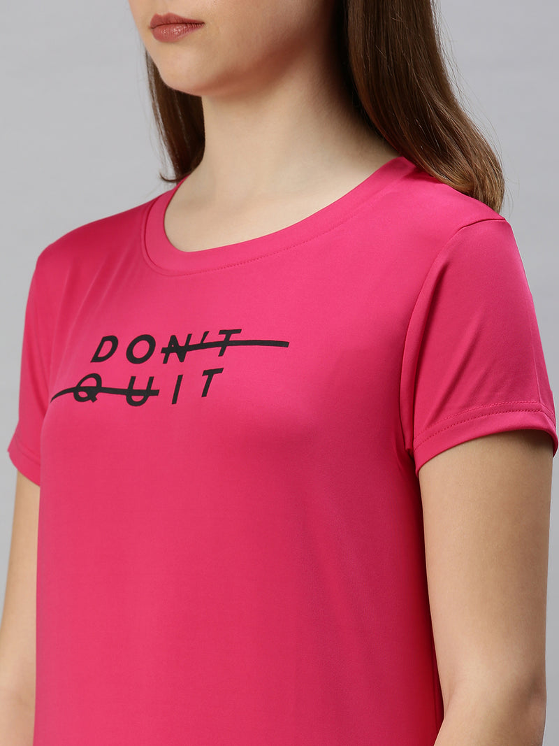 Ladies Half Sleeve Active-T-Shirt Neon Pink