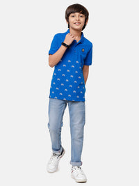 Kids - Boys Printed Half Sleeve T-Shirt Princess Blue