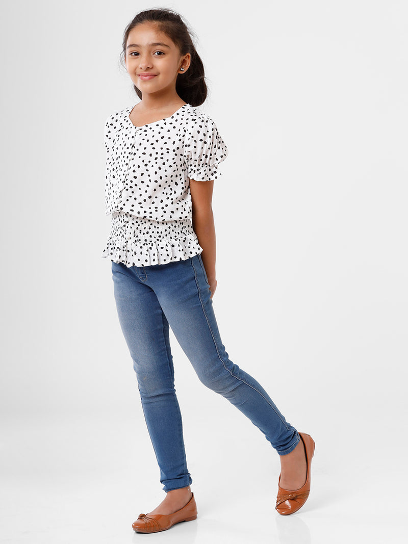 Kids - Girls Printed Top White