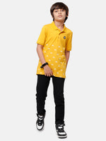 Kids - Boys Printed Half Sleeve T-Shirt Spicy Mustard