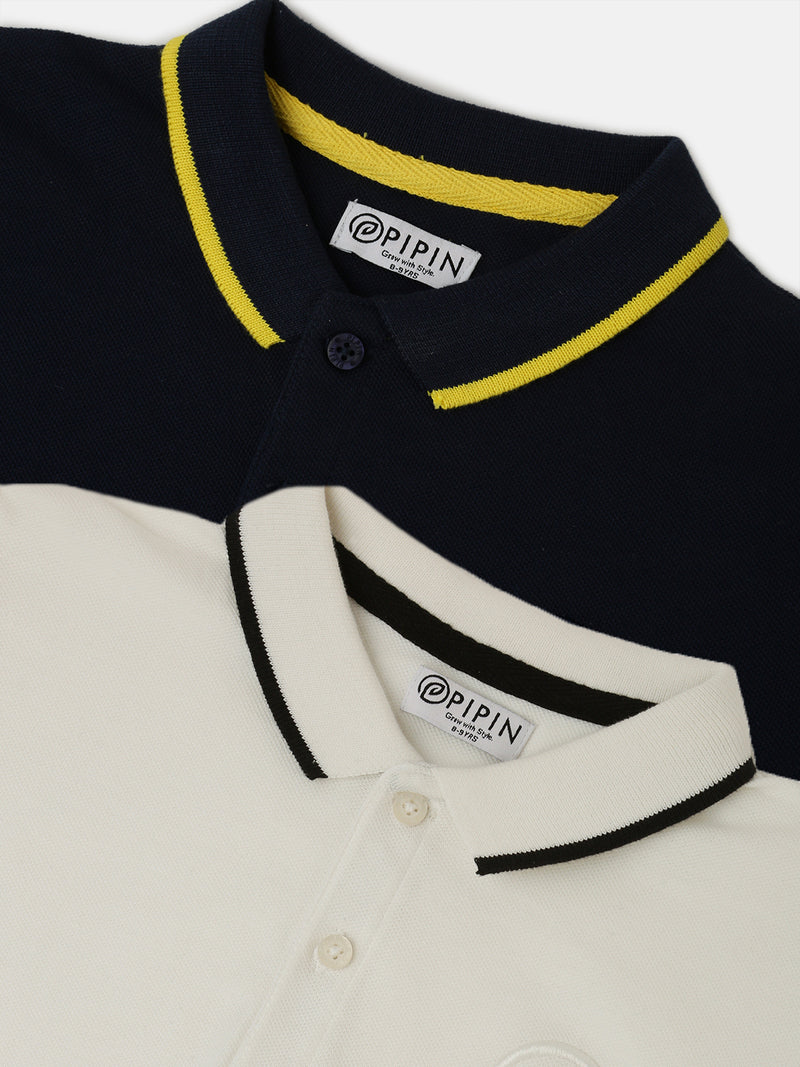 Pack of 2 Pipin Boys T-shirts Offwhite & Dark Navy Blue