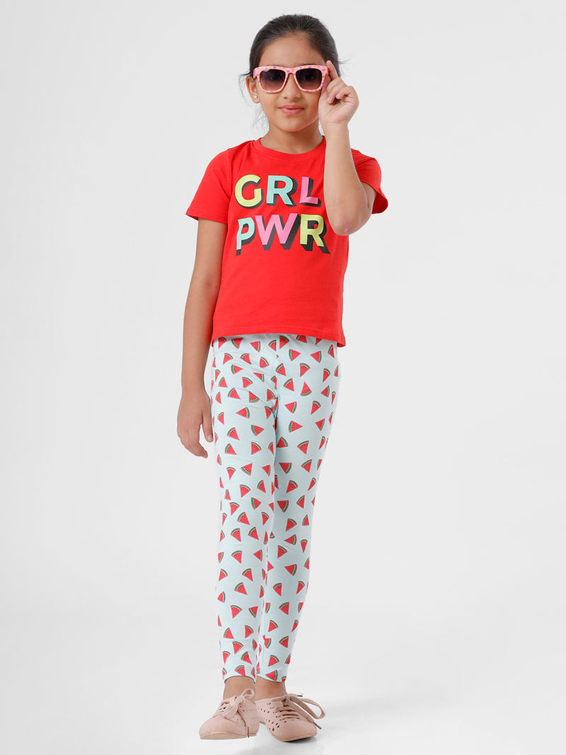 Kids – Girls Printed Ankle Leggings Moonlight Jade