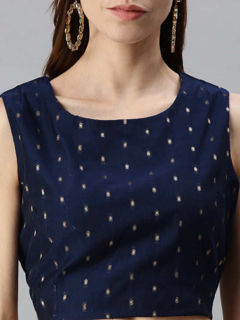 De Moza Women's Printed Blouse Navy Blue