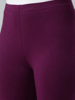 De Moza Ladies Churidar Leggings Solid Cotton Dark Purple - De Moza