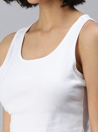 De Moza Ladies Rib Crop Top White