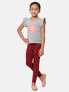 De Moza Kids - Girls Printed Ankle Length Leggings Viscose Maroon - De Moza