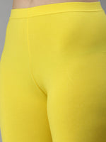 De Moza Women's Premium Churidhar Leggings Solid Cotton Lemon Yellow - De Moza (6679540826175)