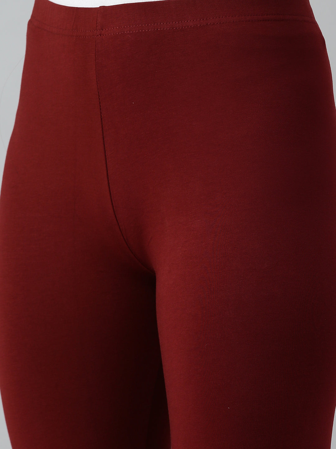 De Moza Ladies Churidar Leggings Solid Cotton Dark Maroon - De Moza