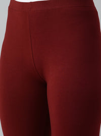 De Moza Ladies Churidar Leggings Solid Cotton Dark Maroon - De Moza